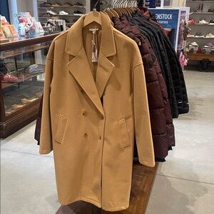 Mystree Camel Double-Breasted Pea Coat